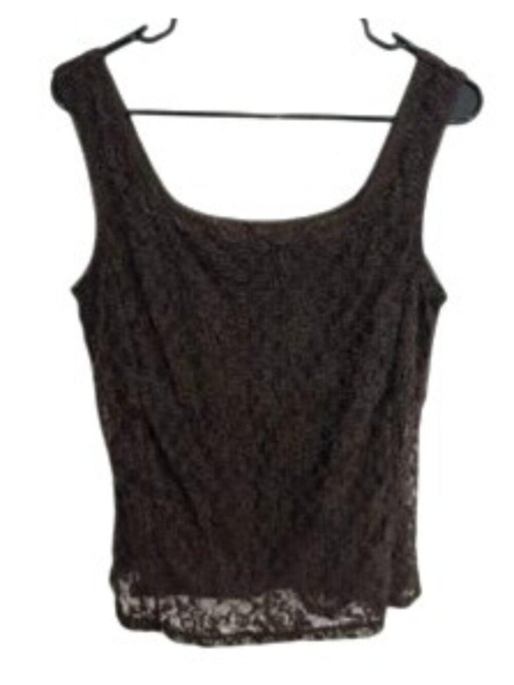 Coldwater Creek Medium Brown Lace Knit Tank Top Boho Chic Romanticcore NWT